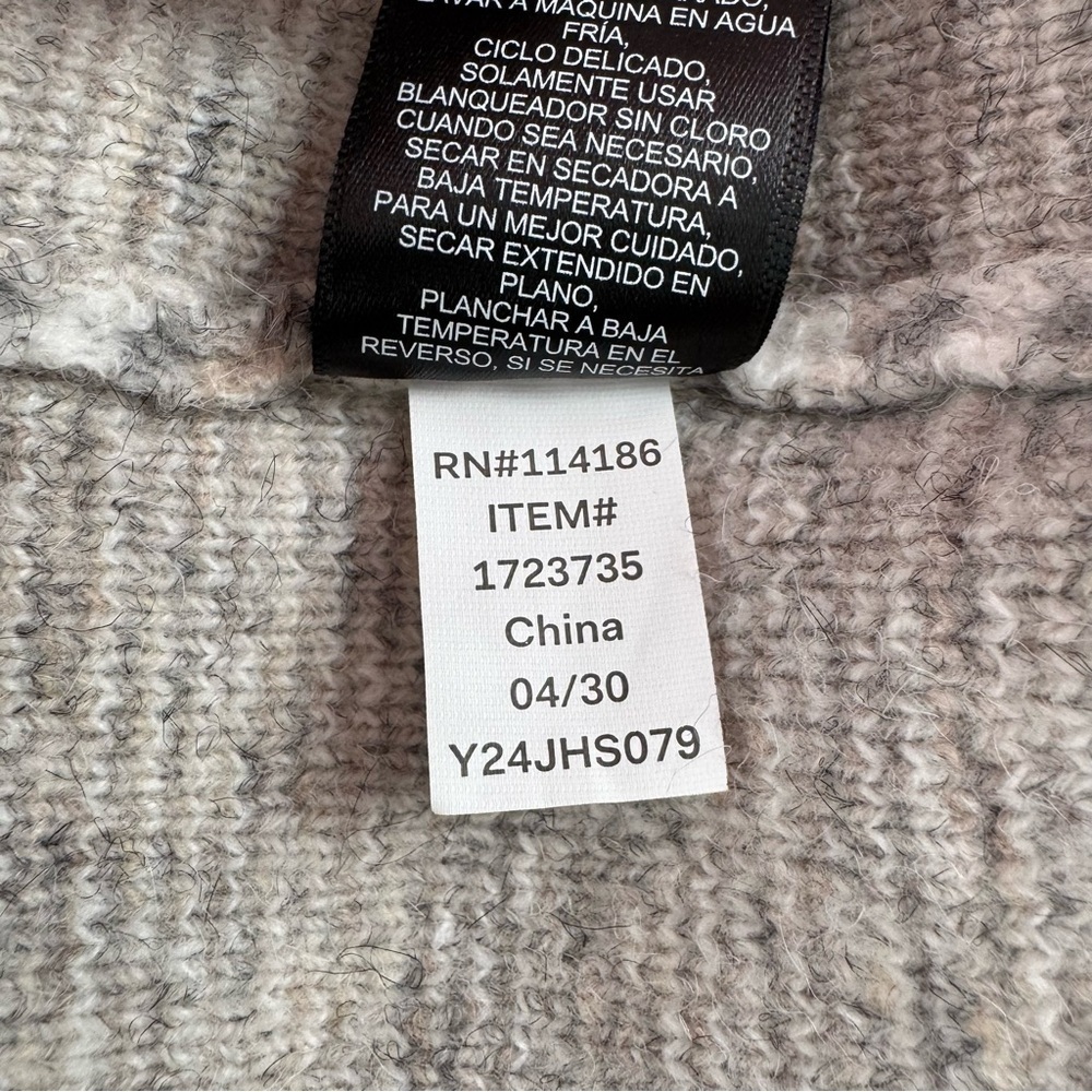 FRYE The Cozy Open Front Cardigan Tan White Western Aztec Nordic Long Medium - Picture 10 of 10
